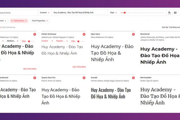 100 Fonts chữ Google Font Tiếng Việt