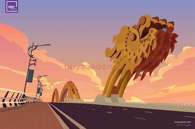 vector cầu rồng đà nẵng city da nang