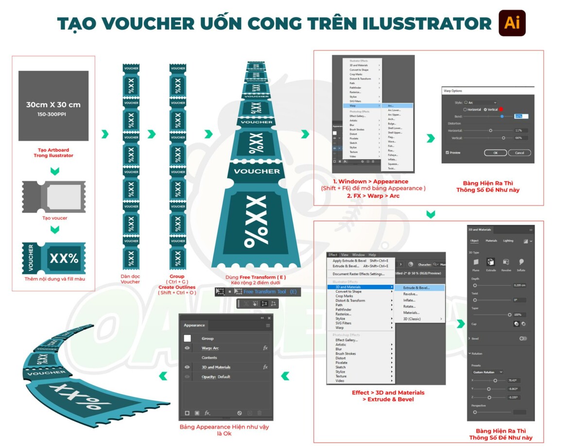 HƯỚNG DẪN TẠO VOUCHER UỐN CONG TRONG ILLUSTRATOR
